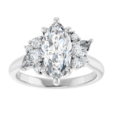 14K white gold Marquise-cut Diamond Cluster Engagement Ring Setting variant--Round variant--Diamond-Lab variant--14K-yellow-gold variant--Diamond-Nat