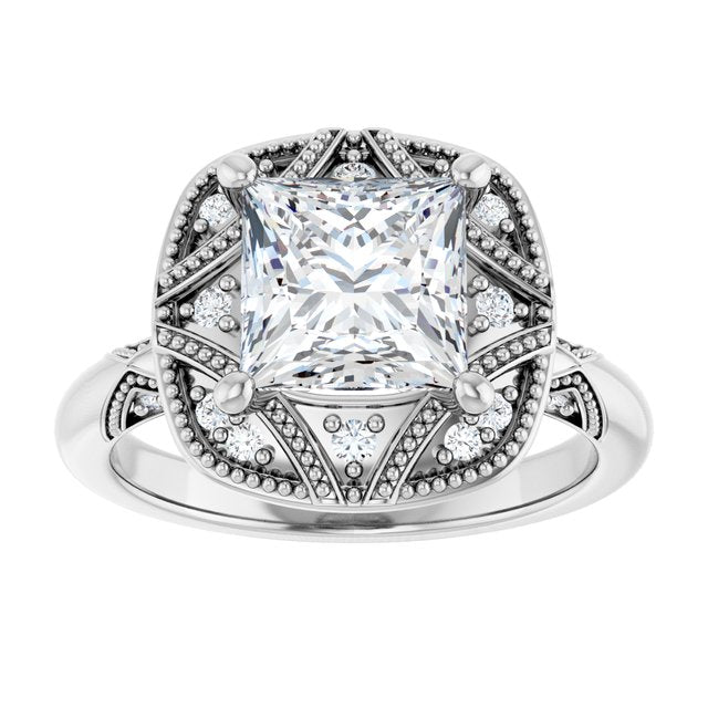 Engagement Ring Mounting variant--Square variant--1CT variant--14K-yellow-gold