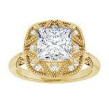 Engagement Ring Mounting variant--Square variant--1CT variant--14K-rose-gold