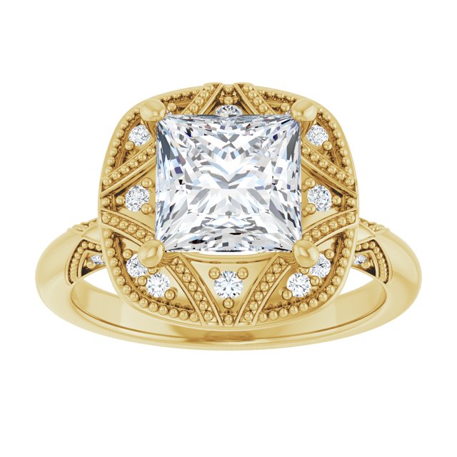 Engagement Ring Mounting variant--Square variant--1CT variant--14K-rose-gold