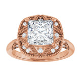 Engagement Ring Mounting variant--Square variant--2CT variant--14K-white-gold