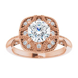 Engagement Ring Mounting variant--Round variant--1CT variant--14K-white-gold