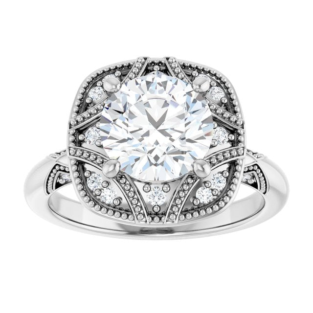 Engagement Ring Mounting variant--Round variant--1CT variant--14K-yellow-gold
