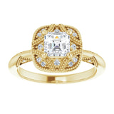 Engagement Ring Mounting variant--Asscher variant--2CT variant--14K-white-gold