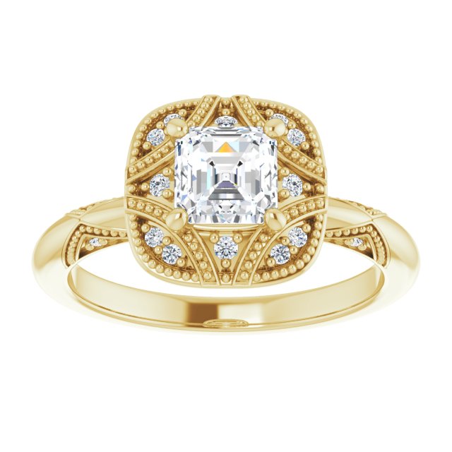 Engagement Ring Mounting variant--Asscher variant--2CT variant--14K-white-gold