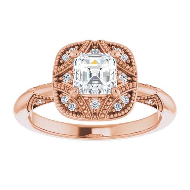Engagement Ring Mounting variant--Asscher variant--2CT variant--14K-yellow-gold