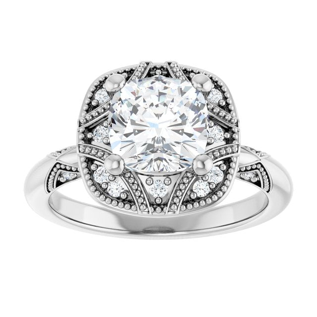 Engagement Ring Mounting variant--Cushion variant--2CT variant--14K-rose-gold
