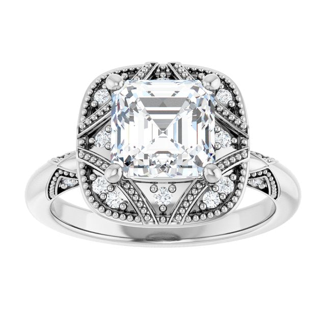 Engagement Ring Mounting variant--Asscher variant--2CT variant--14K-rose-gold
