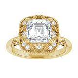 Engagement Ring Mounting variant--Asscher variant--1CT variant--14K-white-gold