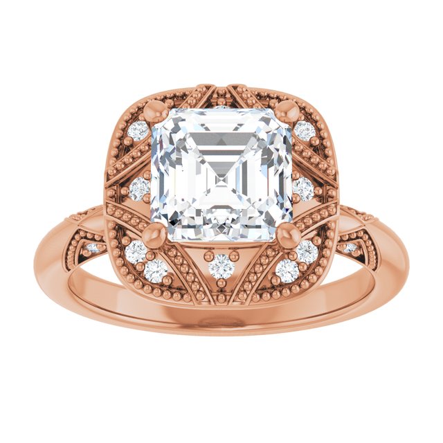 Engagement Ring Mounting variant--Asscher variant--1CT variant--14K-yellow-gold