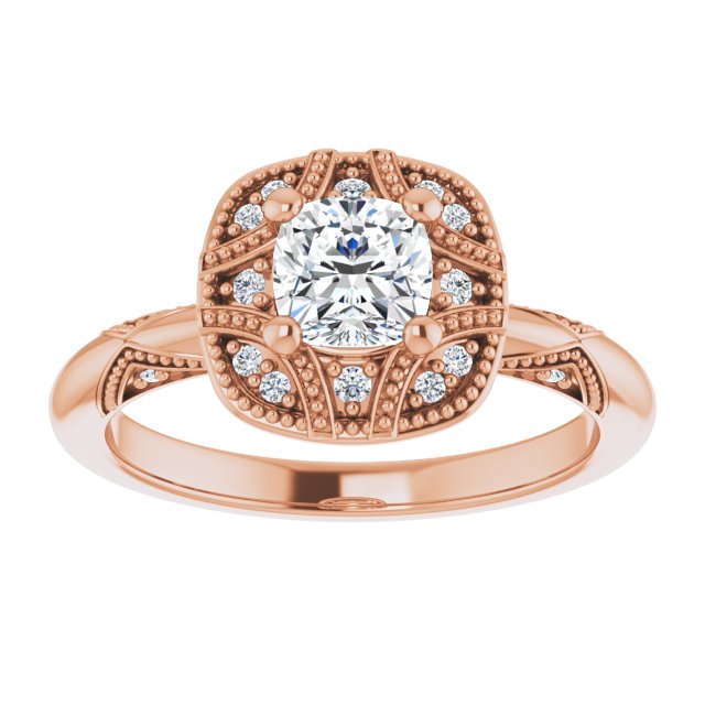 Engagement Ring Mounting variant--Cushion variant--1CT variant--14K-yellow-gold
