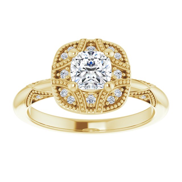 Engagement Ring Mounting variant--Cushion variant--1CT variant--14K-white-gold