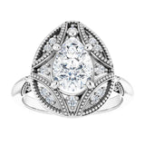 Engagement Ring Mounting variant--Pear variant--2CT variant--14K-rose-gold