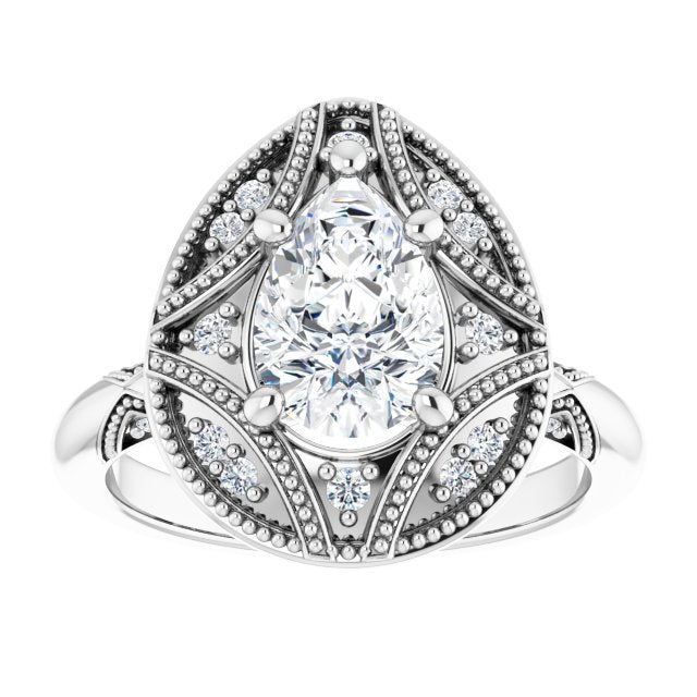 Engagement Ring Mounting variant--Pear variant--2CT variant--14K-rose-gold