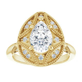 Engagement Ring Mounting variant--Pear variant--2CT variant--14K-rose-gold