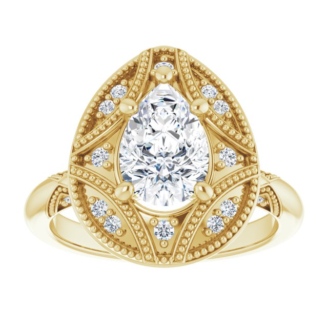 Engagement Ring Mounting variant--Pear variant--2CT variant--14K-rose-gold