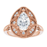 Engagement Ring Mounting variant--Pear variant--2CT variant--14K-rose-gold