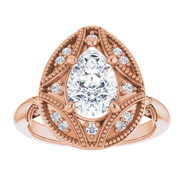 Engagement Ring Mounting variant--Pear variant--2CT variant--14K-rose-gold