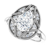 Milgrain vintage ring with 2CT asscher center variant--Pear variant--2CT variant--14K-white-gold