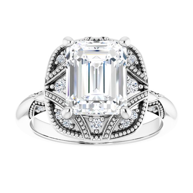 Engagement Ring Mounting variant--Emerald variant--2CT variant--14K-rose-gold