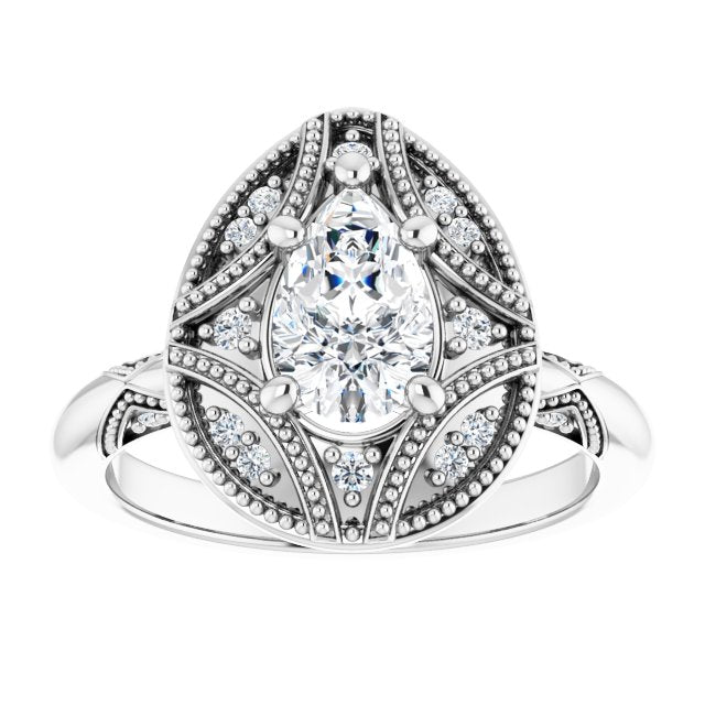 Engagement Ring Mounting variant--Pear variant--1CT variant--14K-rose-gold
