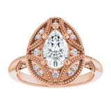 Engagement Ring Mounting variant--Pear variant--2CT variant--14K-yellow-gold