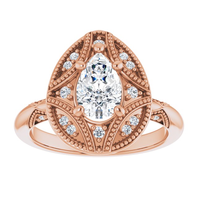 Engagement Ring Mounting variant--Pear variant--2CT variant--14K-yellow-gold
