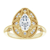Engagement Ring Mounting variant--Pear variant--2CT variant--14K-white-gold