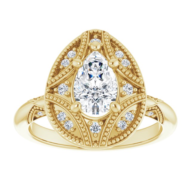 Engagement Ring Mounting variant--Pear variant--2CT variant--14K-white-gold