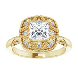 Engagement Ring Mounting/2-CT variant--.5CT variant--Square variant--.5CT variant--14K-rose-gold