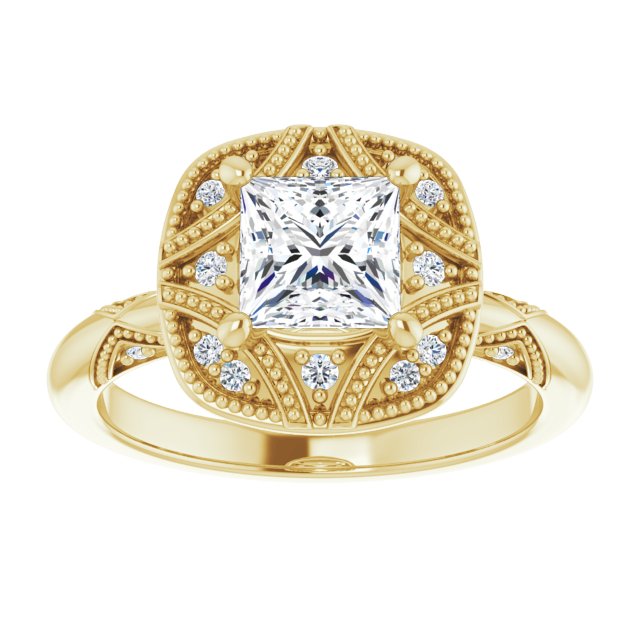 Engagement Ring Mounting/2-CT variant--.5CT variant--Square variant--.5CT variant--14K-rose-gold
