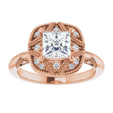 Engagement Ring Mounting variant--Square variant--1CT variant--14K-white-gold