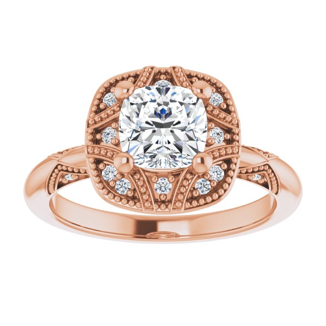 Engagement Ring Mounting variant--Cushion variant--2CT variant--14K-yellow-gold