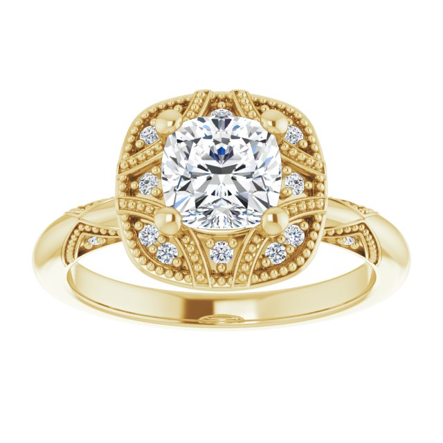 Engagement Ring Mounting variant--Cushion variant--2CT variant--14K-white-gold