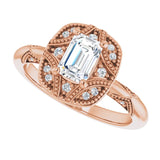 Milgrain vintage pear ring, band detail/2-CT variant--.5CT variant--Emerald variant--.5CT variant--14K-rose-gold