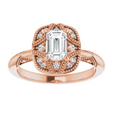 Engagement Ring Mounting variant--Emerald variant--1CT variant--14K-yellow-gold