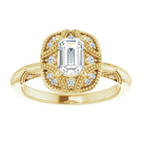 Engagement Ring Mounting variant--Emerald variant--1CT variant--14K-white-gold