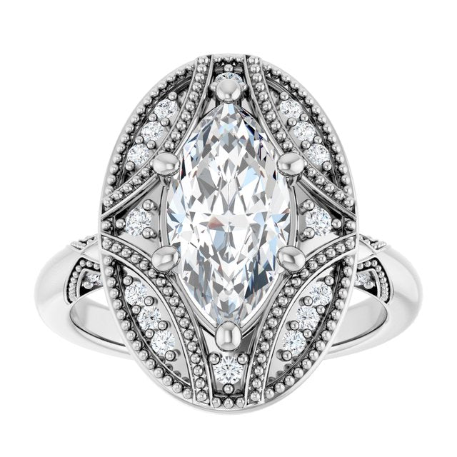 Engagement Ring Mounting variant--Marquise variant--2CT variant--14K-rose-gold