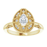 Engagement Ring Mounting variant--Pear variant--1CT variant--14K-white-gold