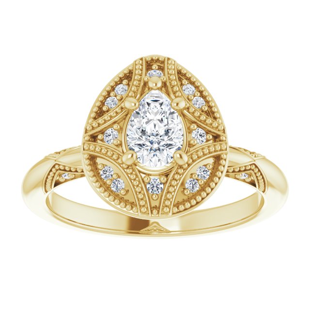 Engagement Ring Mounting variant--Pear variant--1CT variant--14K-white-gold