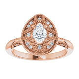 Engagement Ring Mounting variant--Pear variant--1CT variant--14K-yellow-gold