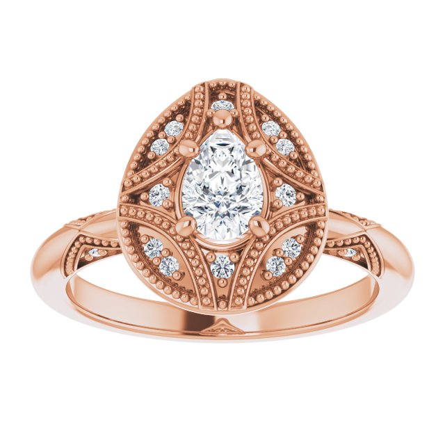 Engagement Ring Mounting variant--Pear variant--1CT variant--14K-yellow-gold