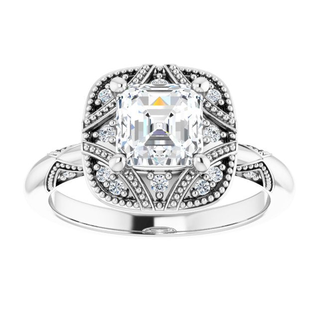 Engagement Ring Mounting variant--Asscher variant--1CT variant--14K-rose-gold