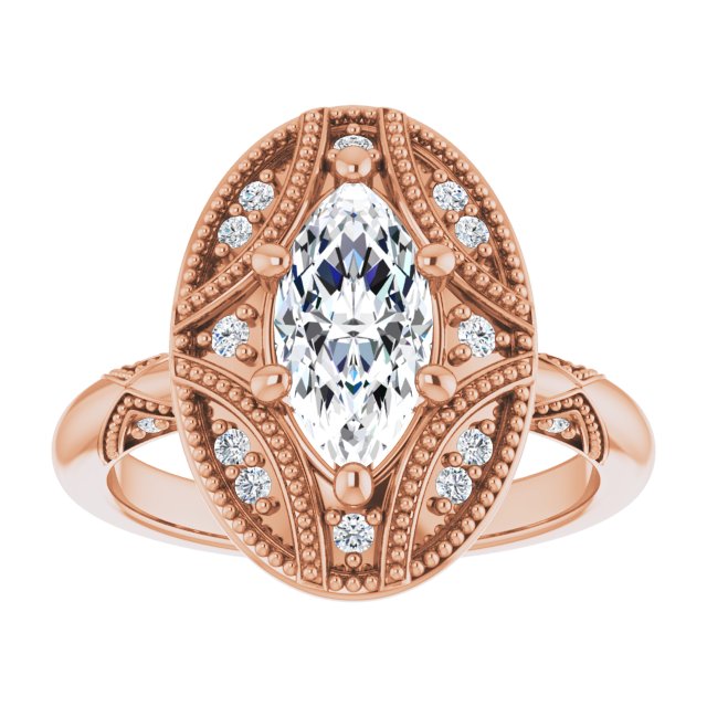 Engagement Ring Mounting variant--Marquise variant--2CT variant--14K-yellow-gold