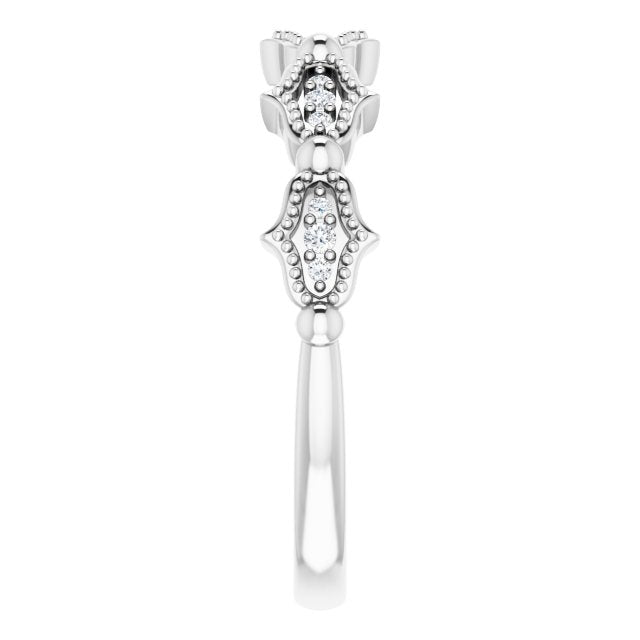 Fluted diamond band white gold profile showing band width and fluting variant--14K-white-gold variant--Platinum
