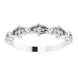 Fluted diamond band in rose gold with milgrain and diamond accents variant--14K-white-gold variant--Platinum