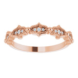 Fluted diamond band rose gold three-quarter angle showing full ring design variant--14K-rose-gold