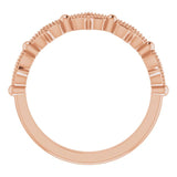 Fluted diamond band rose gold side view of milgrain and diamond detail variant--14K-rose-gold