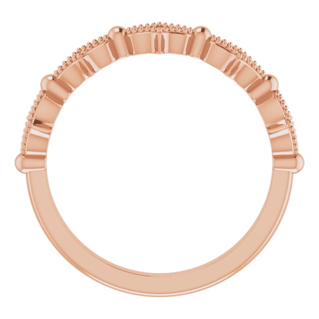 Fluted diamond band rose gold side view of milgrain and diamond detail variant--14K-rose-gold