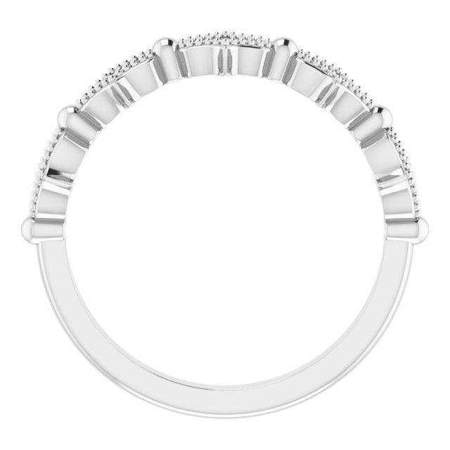 Fluted diamond band side view showing ring depth and milgrain detail variant--14K-white-gold variant--Platinum